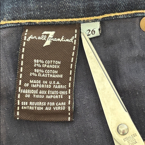 7 FOR ALL MANKIND 7FAMK Slim Straight jeans 5 pocket dark wash size 26 - Picture 9 of 15